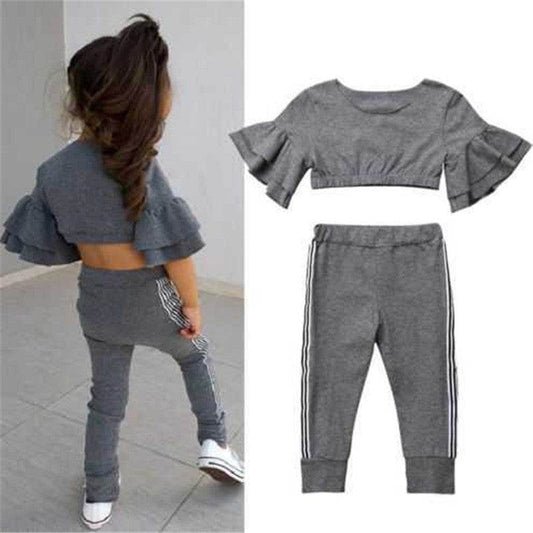 Autumn Kids Baby Girls t shirt Pants Outfits girl Clothes 2P - Mubimart