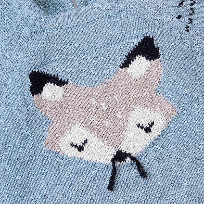 Autumn and Winter Long-Sleeved Fox One-Piece Triangle romper - Mubimart
