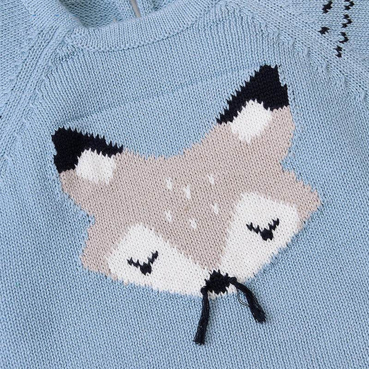 Autumn and Winter Long-Sleeved Fox One-Piece Triangle romper - Mubimart