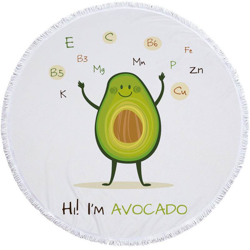 Avocado round beach towel - Mubimart
