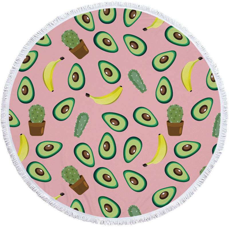 Avocado round beach towel - Mubimart