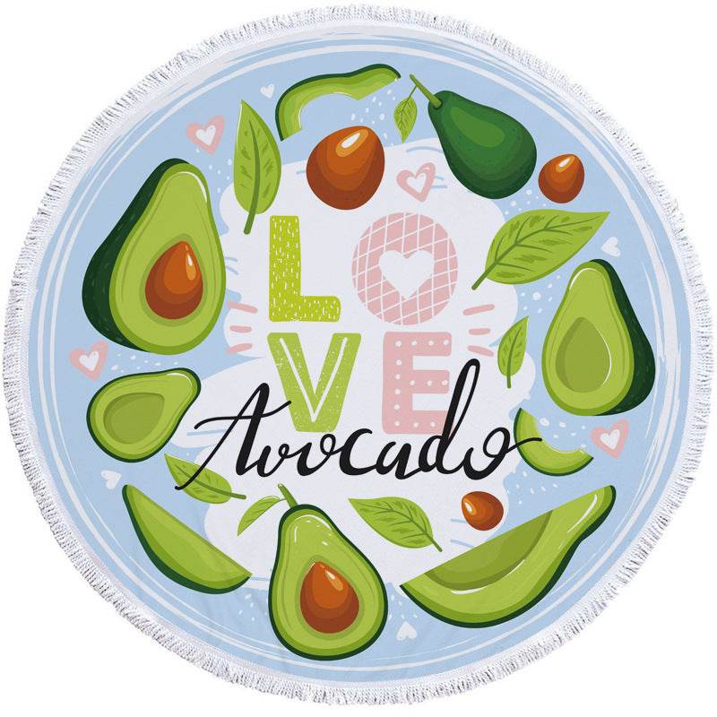 Avocado round beach towel - Mubimart