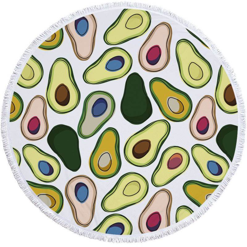 Avocado round beach towel - Mubimart