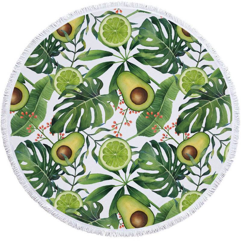 Avocado round beach towel - Mubimart