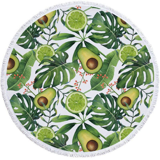 Avocado round beach towel - Mubimart