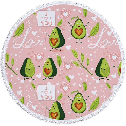Avocado round beach towel - Mubimart