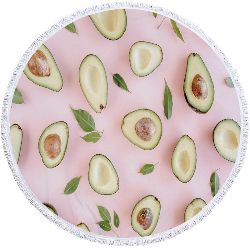 Avocado round beach towel - Mubimart