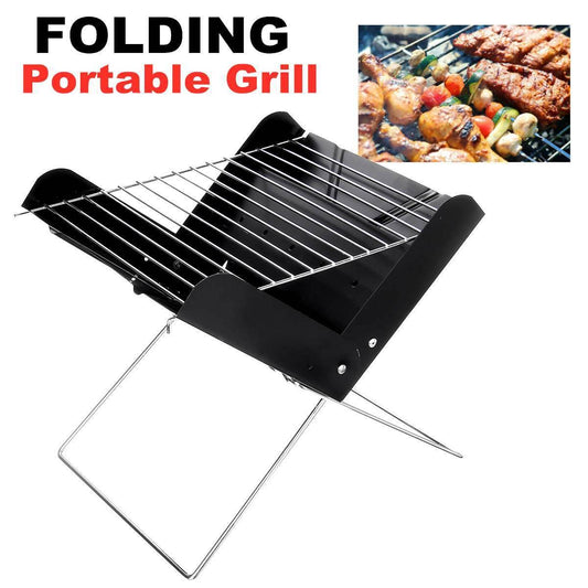 BBQ Grill Folding Stainless Steel Portable Small Barbecue Grill Tool BBQ Outdoor Camping Charcoal Furnace BBQ Grills Accessories - Mubimart