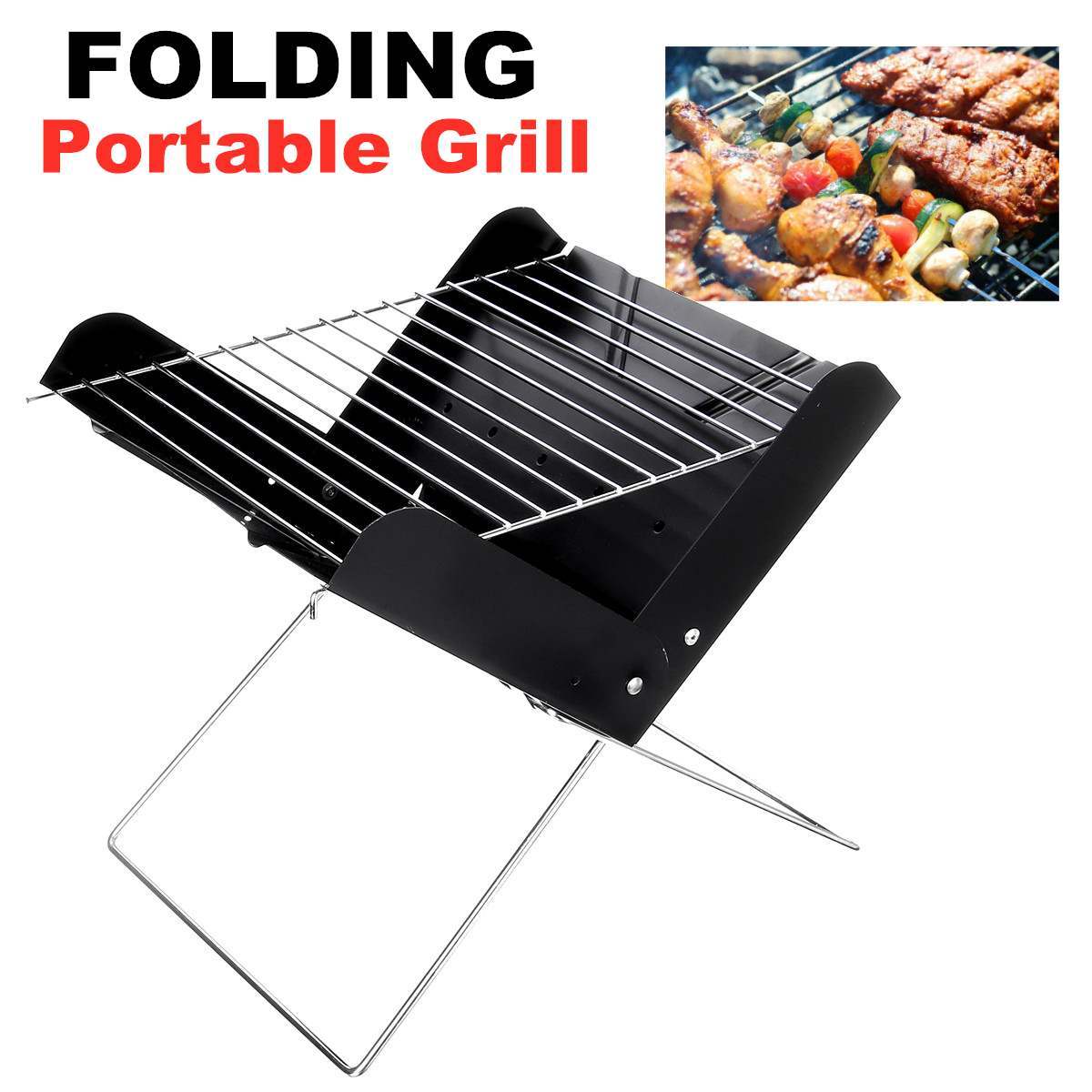 BBQ Grill Folding Stainless Steel Portable Small Barbecue Grill Tool BBQ Outdoor Camping Charcoal Furnace BBQ Grills Accessories - Mubimart -  