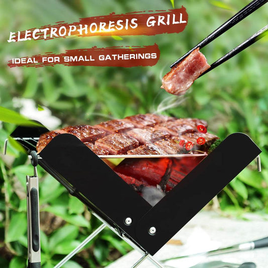 BBQ Grill Folding Stainless Steel Portable Small Barbecue Grill Tool BBQ Outdoor Camping Charcoal Furnace BBQ Grills Accessories - Mubimart