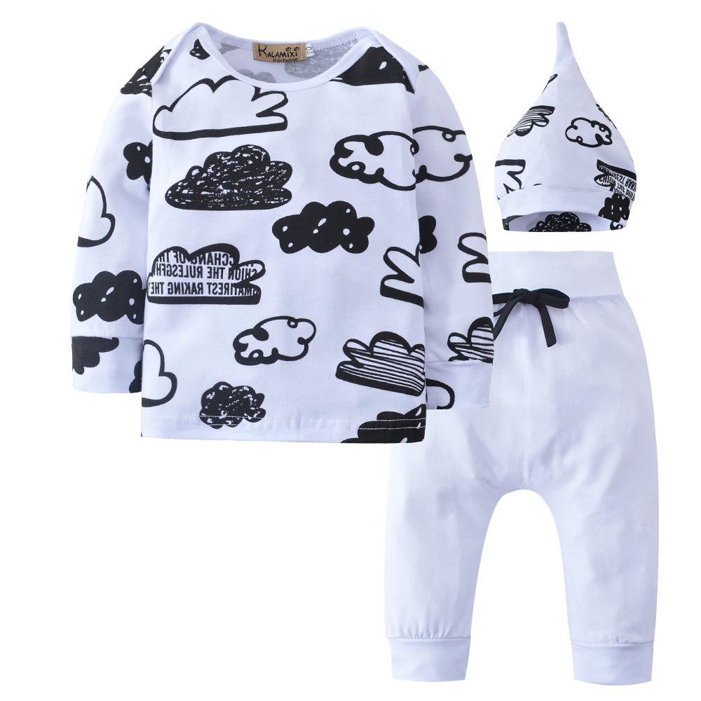 Mubimart Baby 3 Piece Set Baby Cloud Print Set Mubimart 3-piece baby outfit baby bodysuit set baby clothing bundle baby clothing set baby cloud print set baby essentials baby fashion baby pants and hat set baby shower gift baby wardrobe basics cloud print baby clothes comfortable infant wear cute baby clothes infant apparel Mubimart baby wear newborn clothing soft cotton baby clothes stylish baby outfit