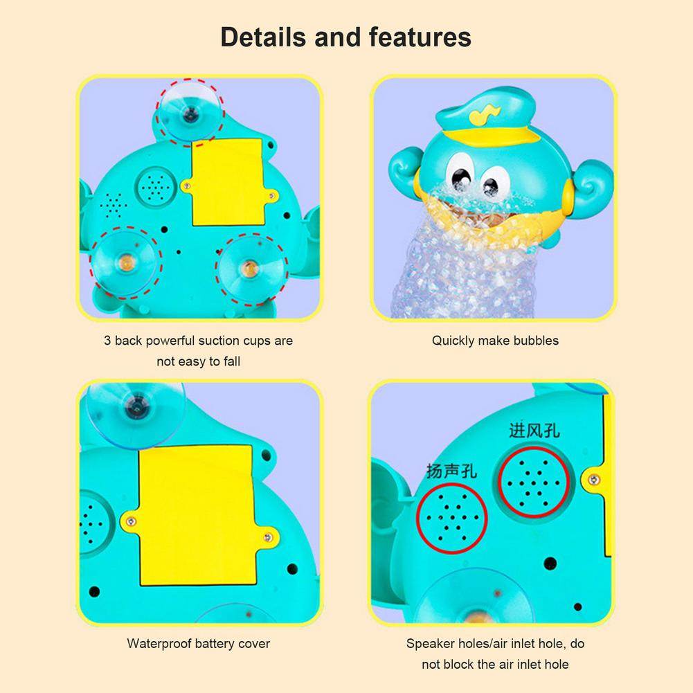 Baby Bath Automatic Bubble Blower Octopus Music Toy - Mubimart