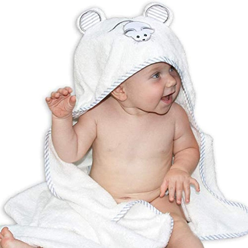 Baby Bath Towel Bear Ear Towel Plush Blanket Hooded Bathrobe - Mubimart -  