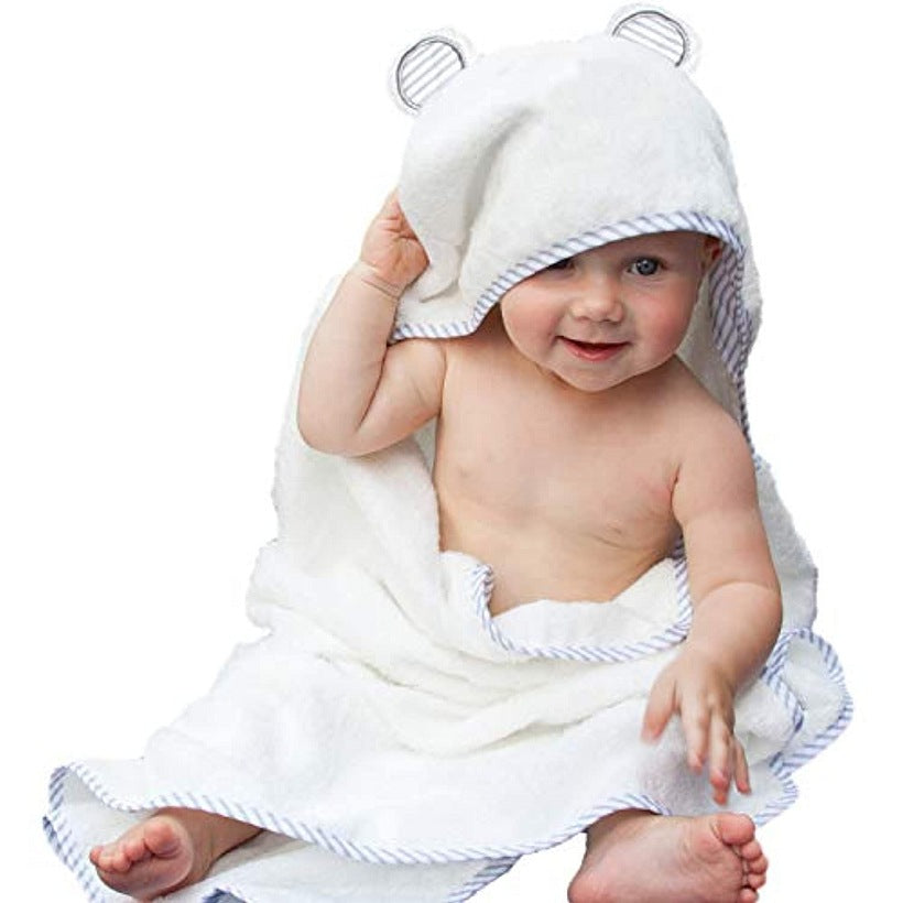 Baby Bath Towel Bear Ear Towel Plush Blanket Hooded Bathrobe - Mubimart -  