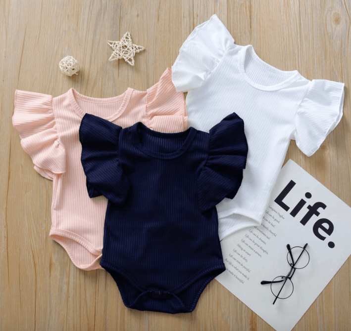 Baby Boy And Girl Short-sleeved Ruffle Jumpsuit - Mubimart