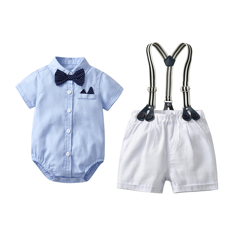 Baby Boy Gentleman Romper Suit Short-sleeved Shorts Romper - Mubimart -  