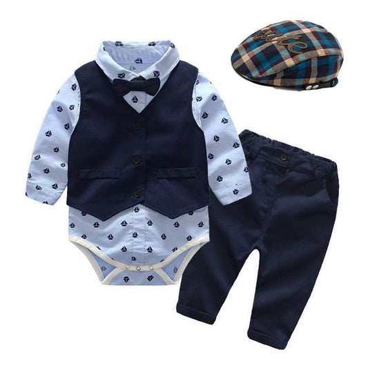 Baby Boy Gentleman Suit Baby One-piece Romper - Mubimart
