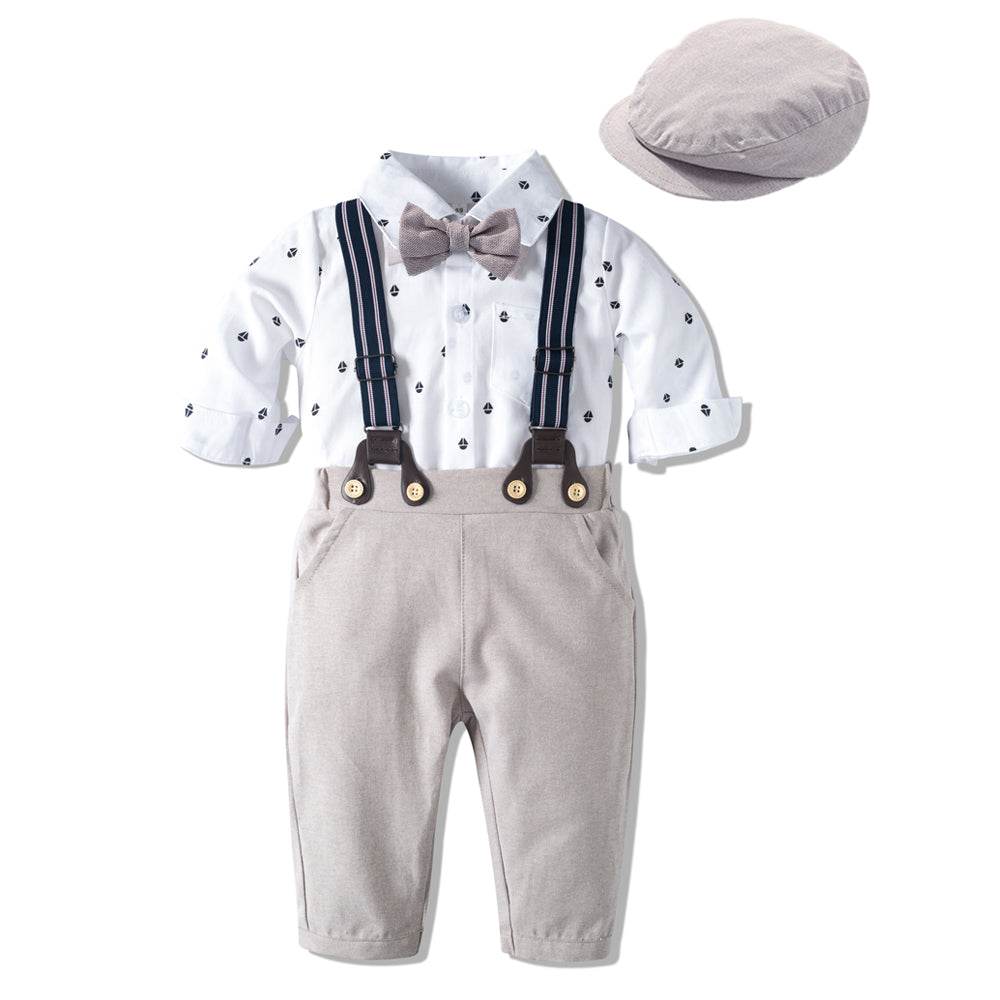 Baby Boy Gentleman Suit Baby One-piece Romper - Mubimart