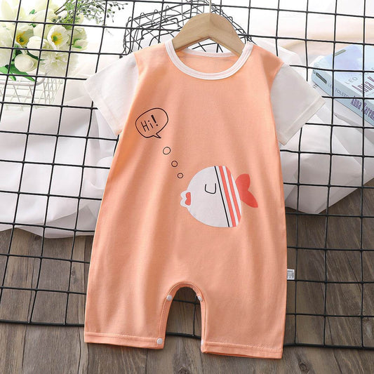 Baby Boy Thin Women's Short-sleeved Jumpsuit Romper - Mubimart