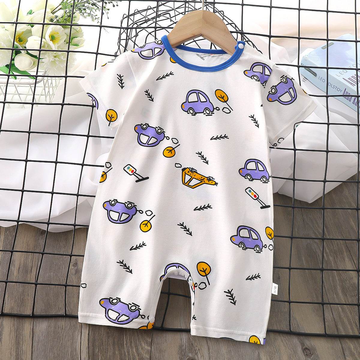 Baby Boy Thin Women's Short-sleeved Jumpsuit Romper - Mubimart