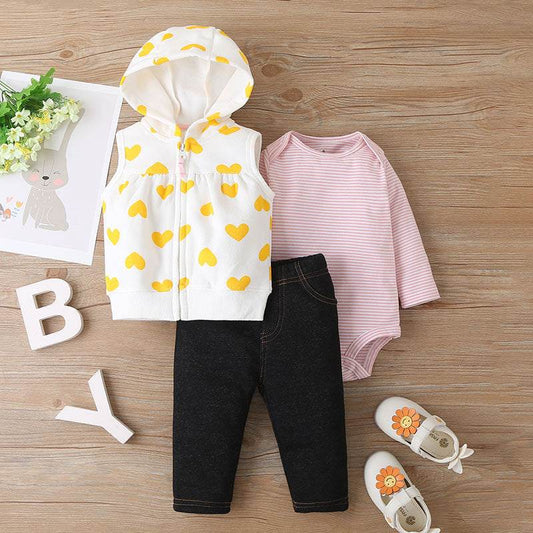 Baby Cartoon 3 Piece Set Newborn Baby Romper Jumpsuit Romper - Mubimart