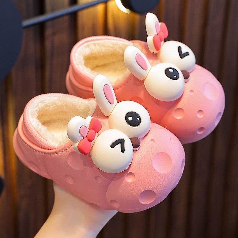Baby Cotton Slippers Cotton Slippers Boys And Girls Warm With Velvet Children Cotton Slippers - Mubimart