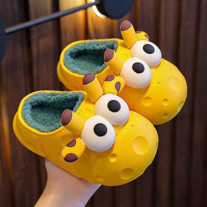 Baby Cotton Slippers Cotton Slippers Boys And Girls Warm With Velvet Children Cotton Slippers - Mubimart
