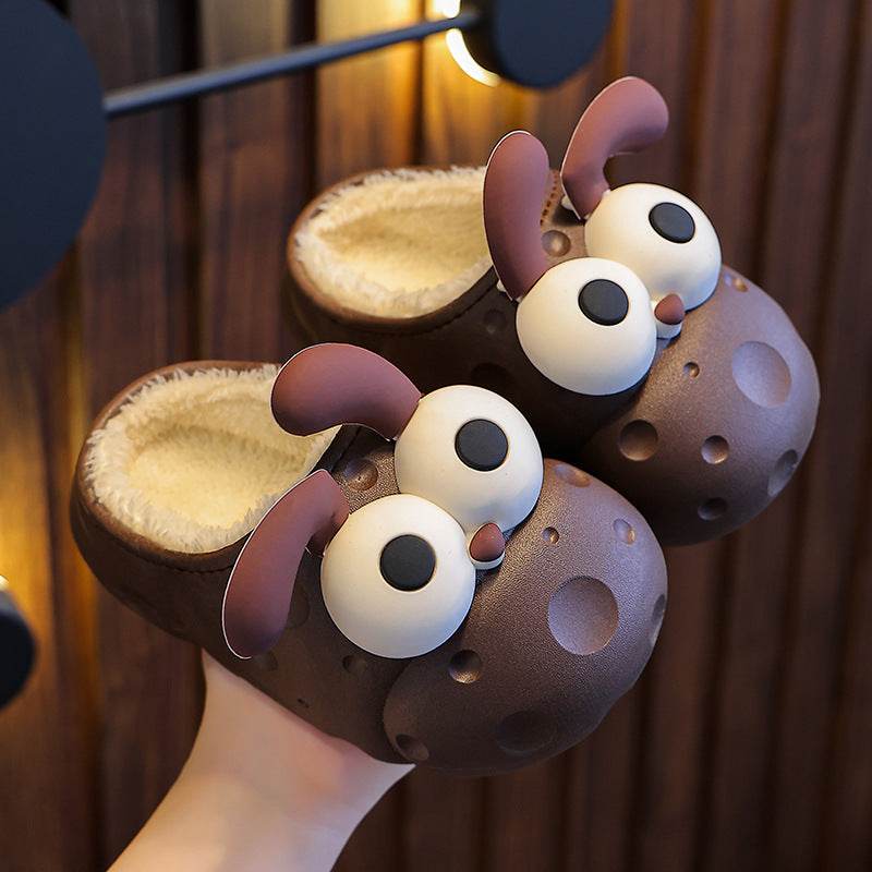Baby Cotton Slippers Cotton Slippers Boys And Girls Warm With Velvet Children Cotton Slippers - Mubimart