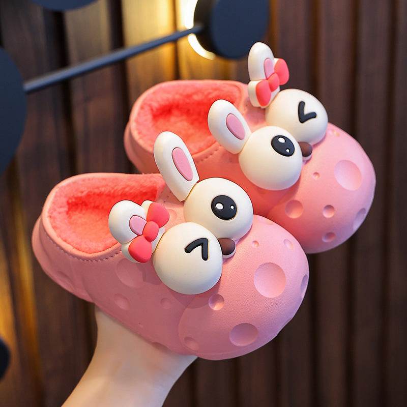 Baby Cotton Slippers Cotton Slippers Boys And Girls Warm With Velvet Children Cotton Slippers - Mubimart