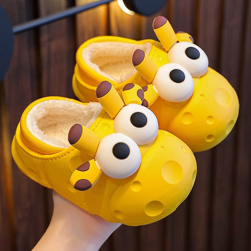 Baby Cotton Slippers Cotton Slippers Boys And Girls Warm With Velvet Children Cotton Slippers - Mubimart