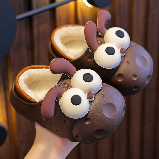 Baby Cotton Slippers Cotton Slippers Boys And Girls Warm With Velvet Children Cotton Slippers - Mubimart