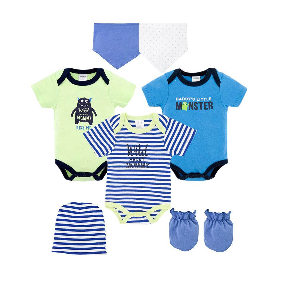 Baby Crawling Suit Short-Sleeved One-Piece Multi-Piece - Mubimart