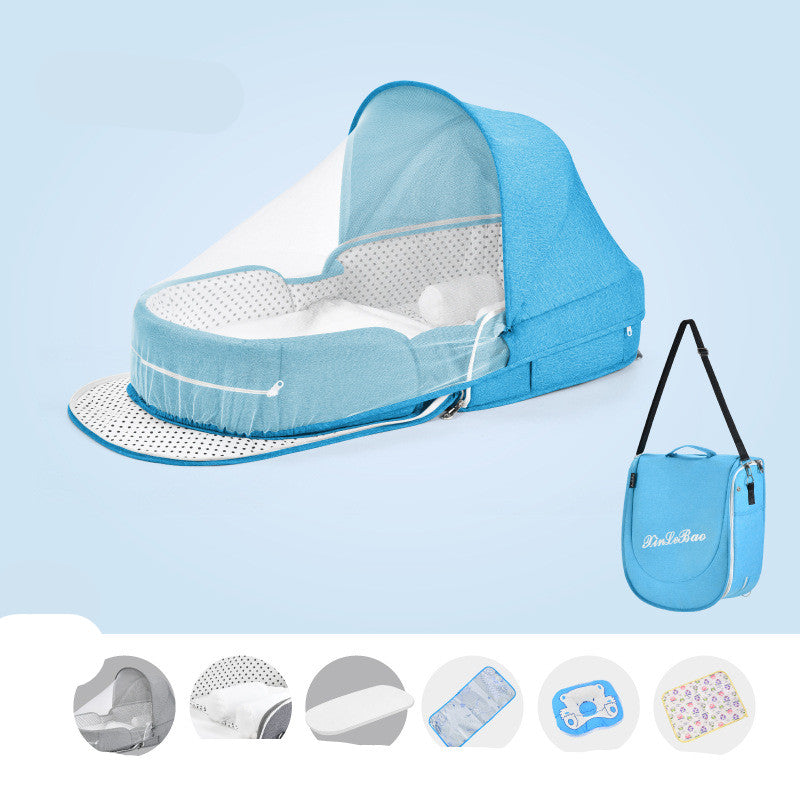 Baby Crib Multifunctional Folding Newborn Nest Toddler Bed Portable Sun Protection Mosquito Net Infant Camping Bed Travel Cot - Mubimart -  