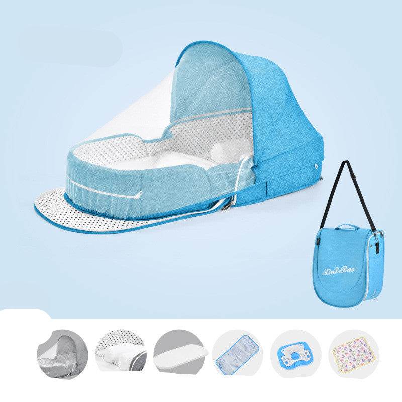 Baby Crib Multifunctional Folding Newborn Nest Toddler Bed Portable Sun Protection Mosquito Net Infant Camping Bed Travel Cot - Mubimart