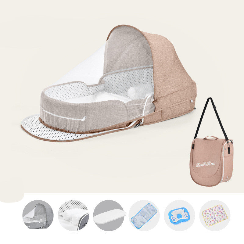 Baby Crib Multifunctional Folding Newborn Nest Toddler Bed Portable Sun Protection Mosquito Net Infant Camping Bed Travel Cot - Mubimart -  