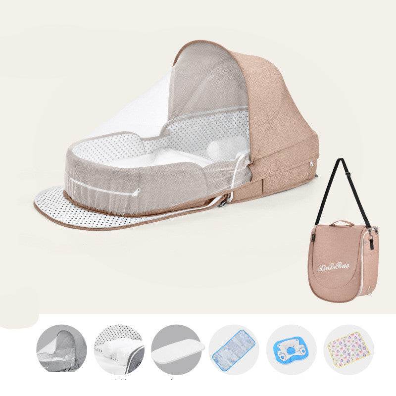 Baby Crib Multifunctional Folding Newborn Nest Toddler Bed Portable Sun Protection Mosquito Net Infant Camping Bed Travel Cot - Mubimart