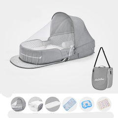 Baby Crib Multifunctional Folding Newborn Nest Toddler Bed Portable Sun Protection Mosquito Net Infant Camping Bed Travel Cot - Mubimart - Crib 