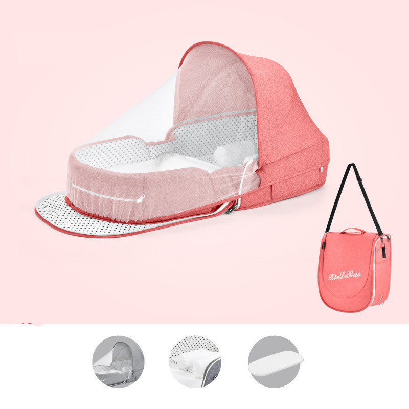 Baby Crib Multifunctional Folding Newborn Nest Toddler Bed Portable Sun Protection Mosquito Net Infant Camping Bed Travel Cot - Mubimart -  