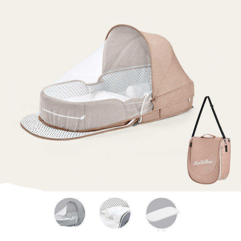 Baby Crib Multifunctional Folding Newborn Nest Toddler Bed Portable Sun Protection Mosquito Net Infant Camping Bed Travel Cot - Mubimart -  