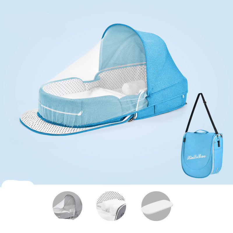 Baby Crib Multifunctional Folding Newborn Nest Toddler Bed Portable Sun Protection Mosquito Net Infant Camping Bed Travel Cot - Mubimart -  