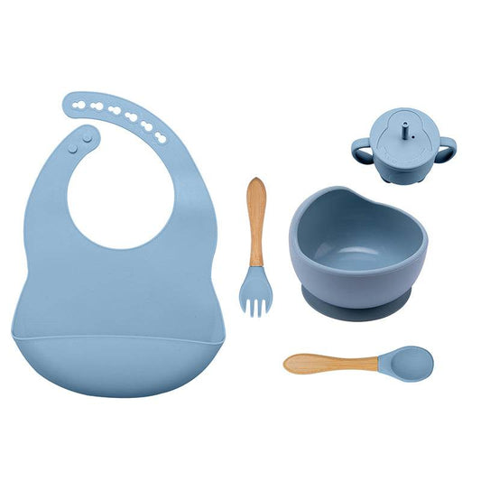 Baby Dinner Plate Children's Bowl Spoon Bib Set Suction Cup - Mubimart