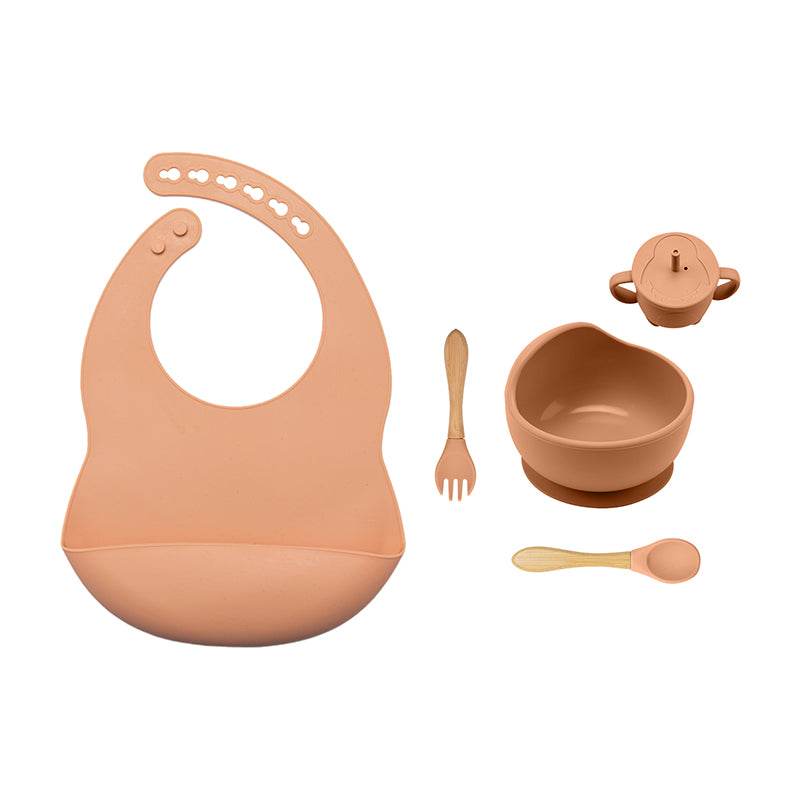 Baby Dinner Plate Children's Bowl Spoon Bib Set Suction Cup - Mubimart