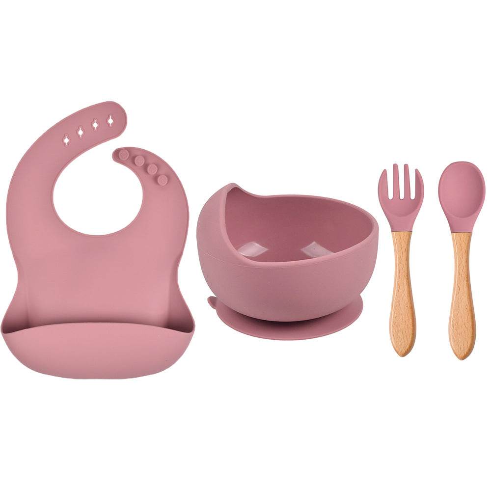 Baby Dinner Plate Children's Bowl Spoon Bib Set Suction Cup - Mubimart