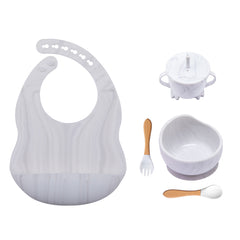 Baby Dinner Plate Children's Bowl Spoon Bib Set Suction Cup - Mubimart - Dinner set 