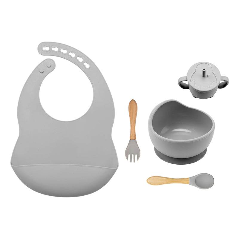 Baby Dinner Plate Children's Bowl Spoon Bib Set Suction Cup - Mubimart