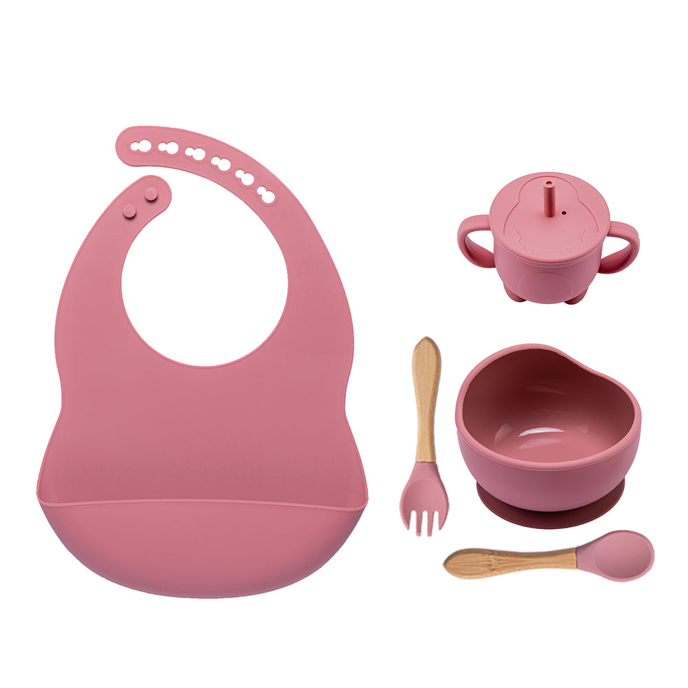 Baby Dinner Plate Children's Bowl Spoon Bib Set Suction Cup - Mubimart -  