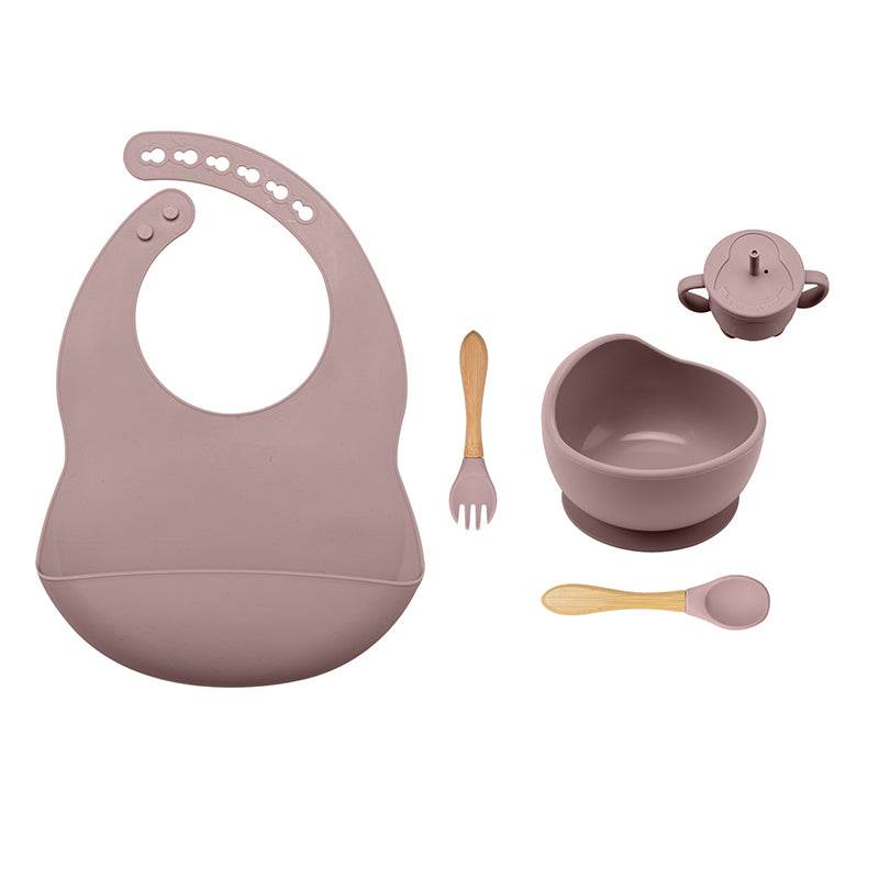 Baby Dinner Plate Children's Bowl Spoon Bib Set Suction Cup - Mubimart