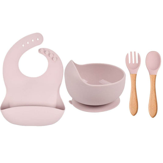 Baby Dinner Plate Children's Bowl Spoon Bib Set Suction Cup - Mubimart