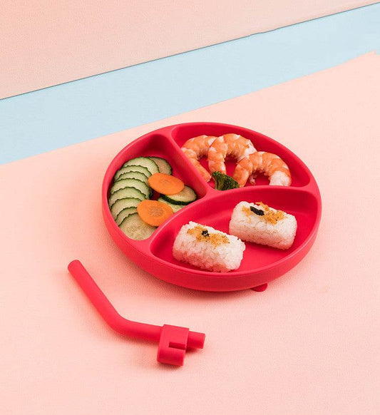 Baby Dinner Plate Children's Tableware Silicone Partition Suction Cup Set - Mubimart