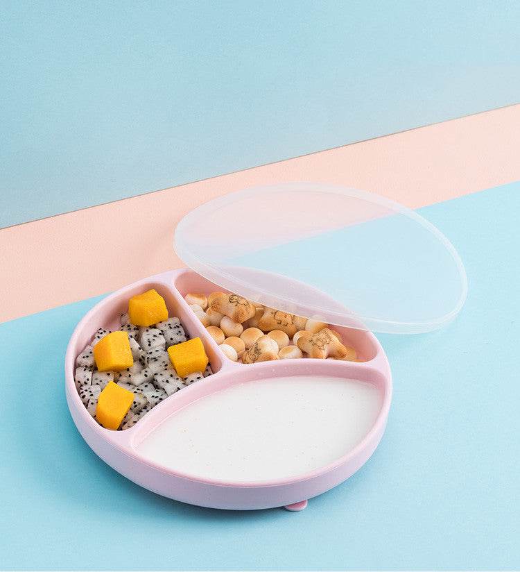 Baby Dinner Plate Children's Tableware Silicone Partition Suction Cup Set - Mubimart